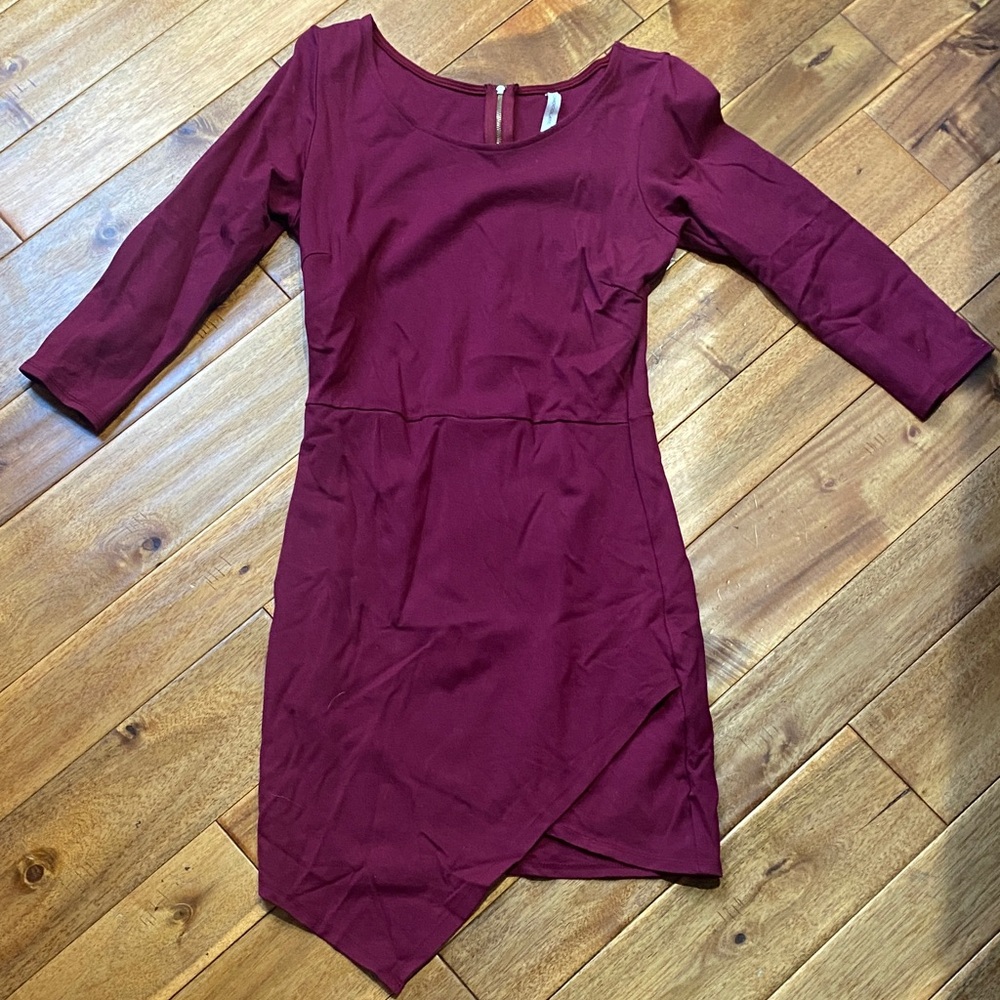Chocolate Burgundy Asymmetrical Dress